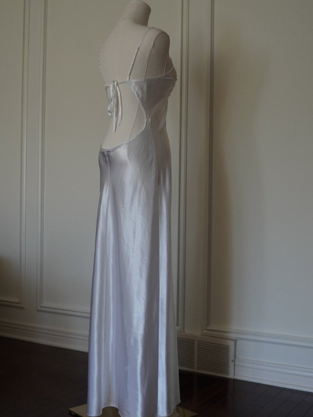 Vintage 90s Ivory Satin Slip Dress Sheer Robe Peignoir Set Bridal Coquette M/L